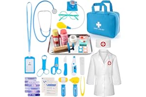 XZZO Doctor Kit for Kids, 36 Pcs Doctor Play Set kit for Toddlers 3-5 with Medical Storage Bag & Real Stethoscope, Medical Kits Doctor Toys, Fun Doctor Role Playing Game Gift for Kids Toddlers