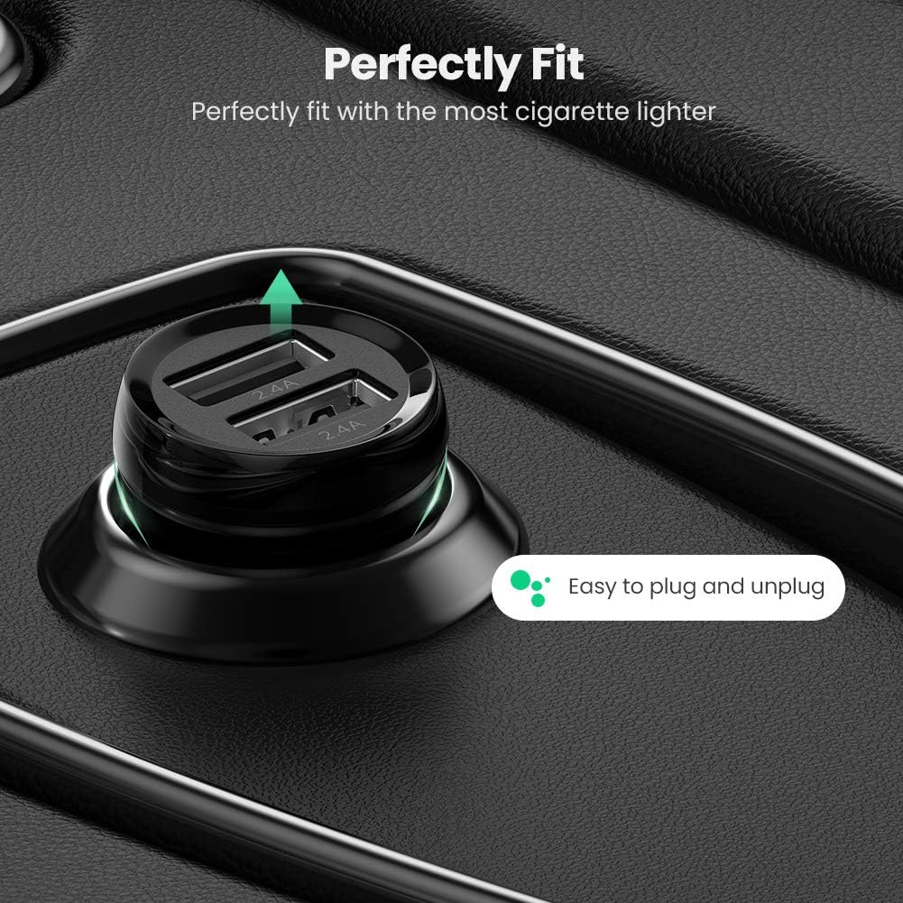 UGREEN Car Charger, Dual USB Car Charger with 24W 4.8A Car Charging Adapter Compatible with iPhone SE/11 Pro Max XS XR X 8 iPad Pro Air Mini, Samsung S10 S9 S8 Note 20 Ultra, LG OnePlus,Pixel and More: Home Audio & Theater