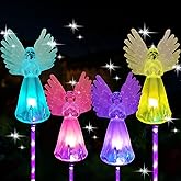 MIBUNG 4 Pack Solar Angel Lights Outdoor Decor,Solar Powered Color Changing Angel Easter Stakes Decorative Memorial Lights Garden Yard Lawn Pathway Grave Cemetery Decoration,Valentine's Day Women Gift