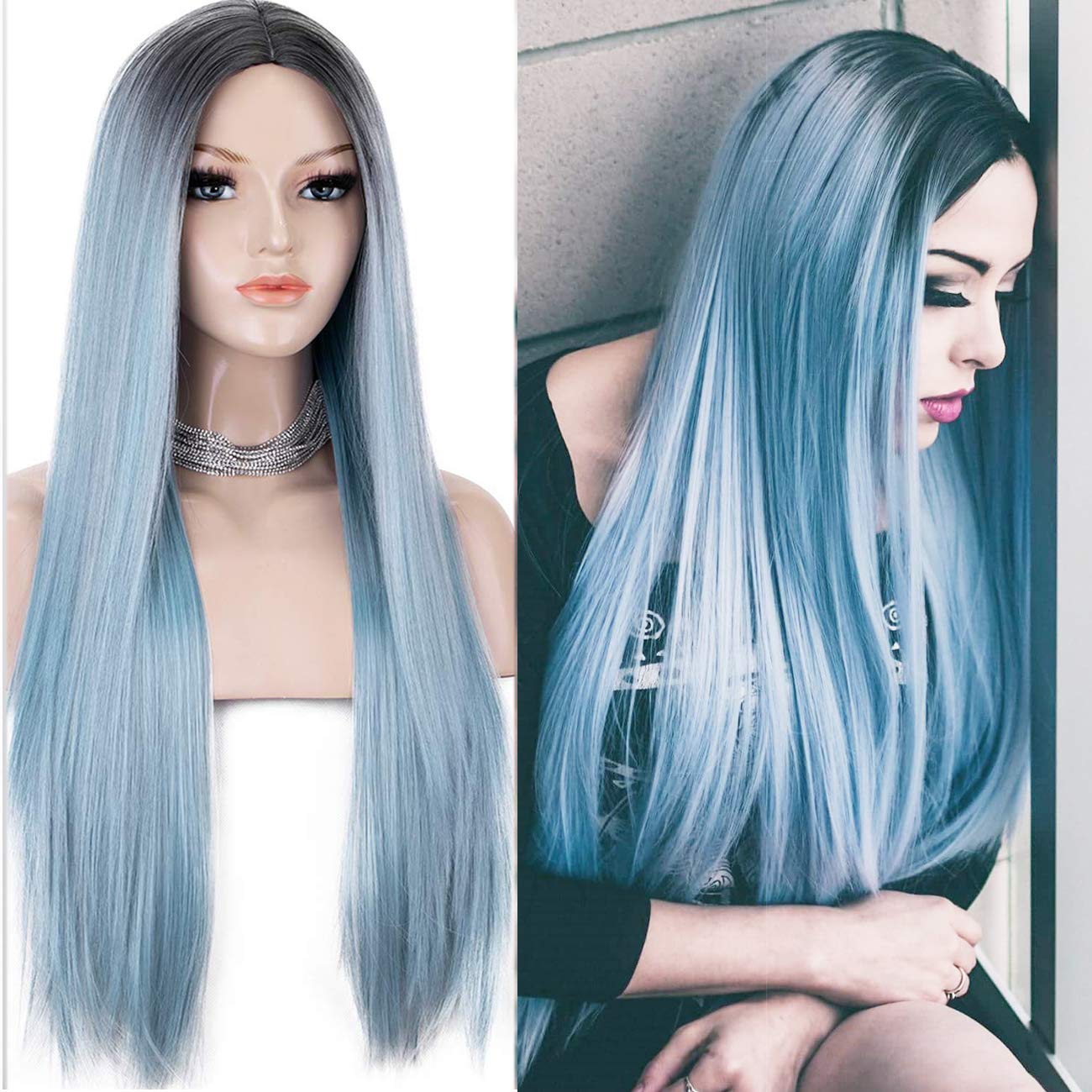 blue ombre wig