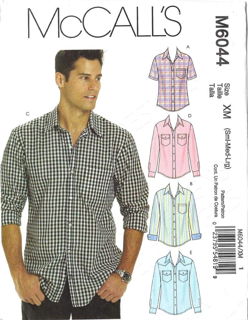 McCall's Patterns M6044 Size XN Extra Large-XXL-XXXL Men's Shirts, Pack of 1, White
