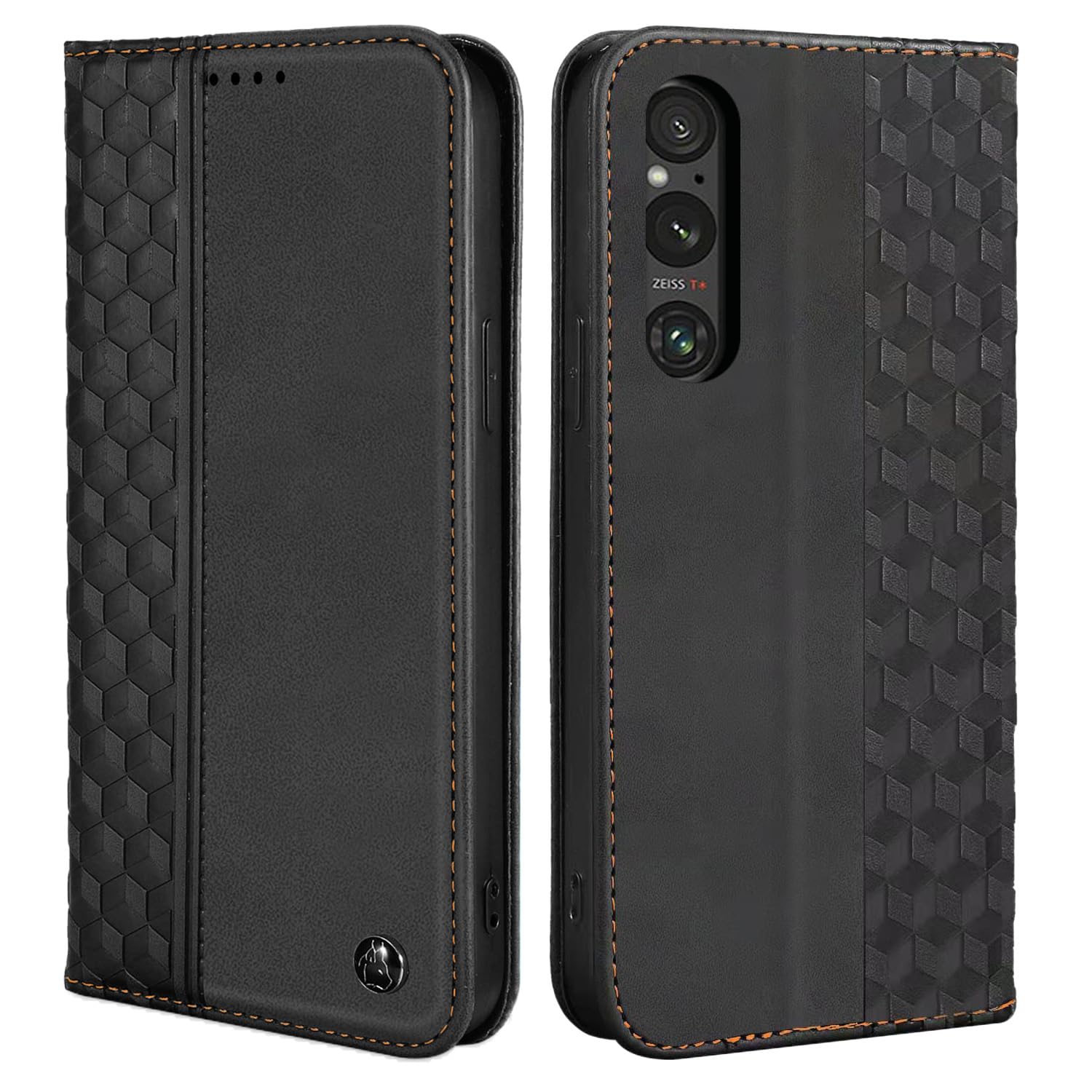 CXTcase for Sony Xperia 1 V Case, PU Leather Folio Cover Wallet Flip Case with Card Holder Slots Magnetic Closure, Shockproof Protective Phone Case for Sony Xperia 1 V, Black