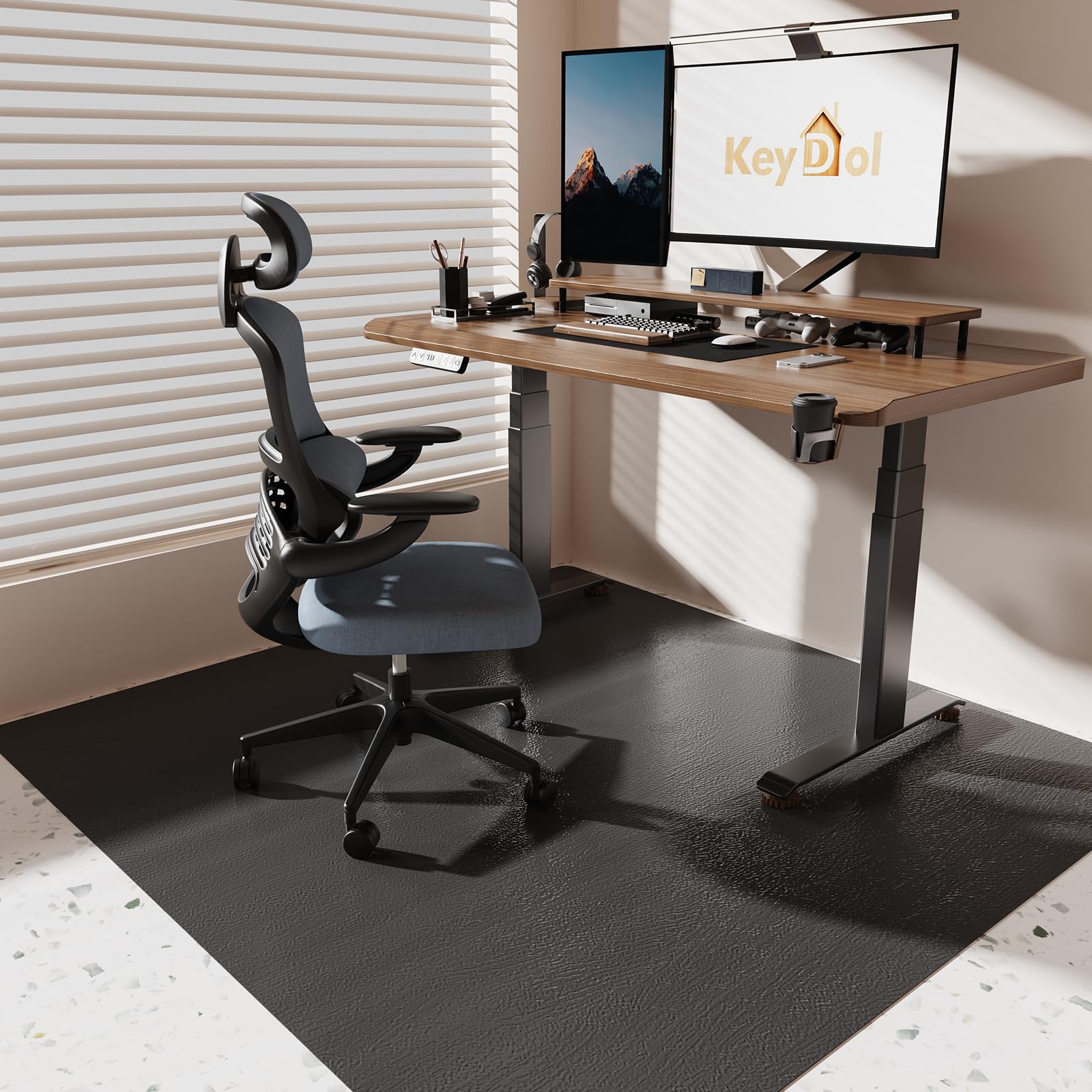 Photo 1 of [Thickened to 2.0mm] 60"x 75" Office Chair Mat for Hardwood, Vinyl Computer Floor Mat, Anti-Slip Desk Mats for Hardwood, Easy to Clean Office Chair Floor Protector, Durable Rolling Chair Mat