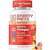 SmartyPants Kids Multivitamin Gummies - Improved Formula: Omega 3 (DHA/EPA), Vitamins D3, C, B12, B6, Vitamin A, K & Zinc, Gluten Free, Three Fruit Flavors, 80 Count (40 Day Supply)