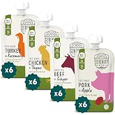 Serenity Kids Baby Food Pouches, Meat Puree, Toddler Snack, 3.5 Oz, 24 Pack | 5g Protein per Pouch, No Added Sugar, 4 Savory Flavors, Meat &amp; Veg Puree, Baby Snacks, Toddler Food, Recyclable Pouches