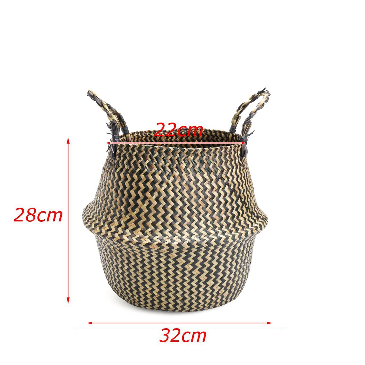 Jeteven Panier Osier Rangement Pliable Tressé à la Main Panier Vintage de Linge Fleur Plante Style Campagne Déco Maison 32 x 28cm