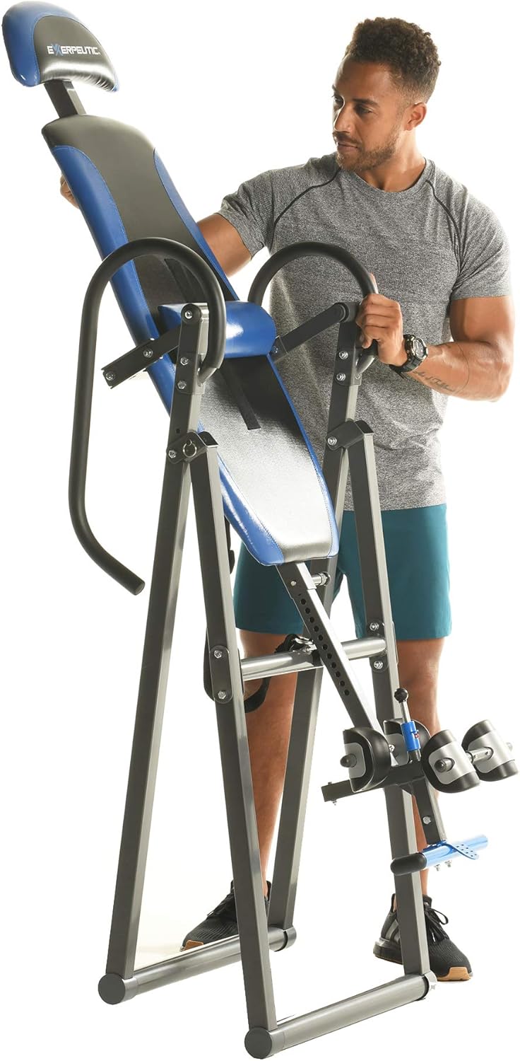 Exerpeutic 150L Triple Safety Locking Inversion Table with Secondary Auto Safety Lock, Visual Lock Indicator and Lumbar Pillow : Sports & Outdoors