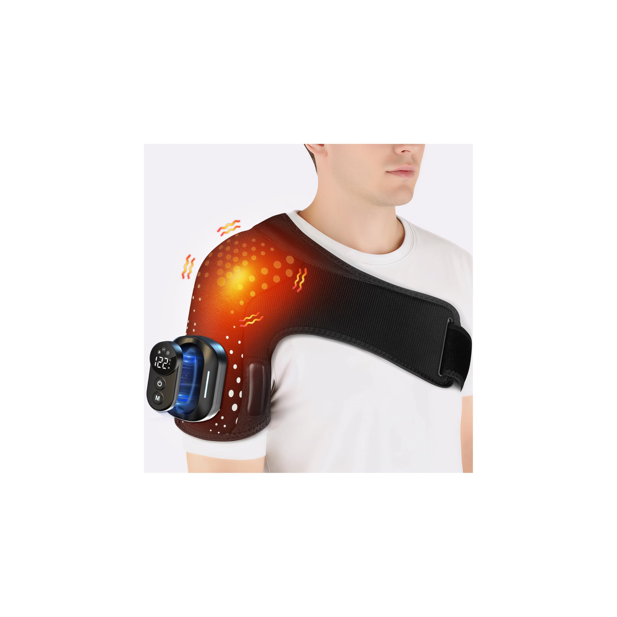 Photo 1 of Shoulder Heating Pad with Massager, Shoulders Massager with Heat, Portable Shoulder Brace with Magnetic Detachable Remote Control, 5 Heat & 5 Vibration Modes, Adjustable Size for Men and Women