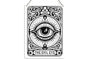 KROLLMA Funny Tarot Card Wall Art Decor, Rustic Witch Stuff Evil Eye Hanging Sign, Sarcastic Wiccan Witchcraft Supplies Witchy Decor, Farmhouse Wall Hanging Sign, Wooden Sign for Home Office Bedroom Kitchen