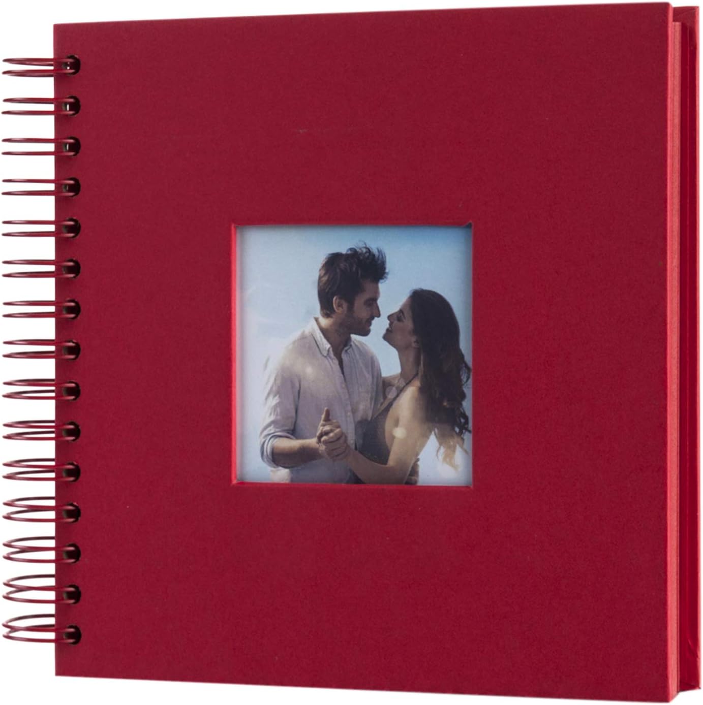 8 x 8 Inch Small DIY Scrapbook Photo Album with Cover Photo 80 Pages Hardcover Craft Paper Photo Album for Guest Book, Anniversary, Valentines Day Gifts (Red, 8 x 8 inch)