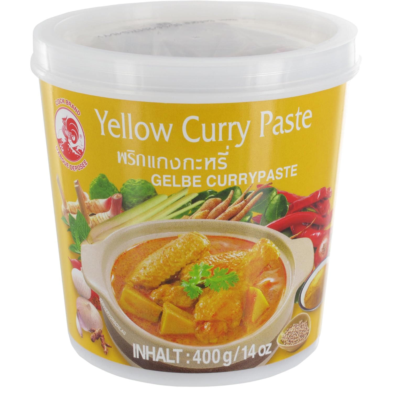 COCK Gelbe Currypaste milde Schärfe | Ideal für Currys & Suppen | 1x400g
