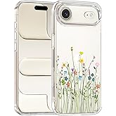 Unov Case for iPhone Air Case Clear with Design Embossed Pattern TPU Soft Shock Bumper Absorption Slim Protective iPhone 17 Air 6.5 Inch (Flower Bouquet)