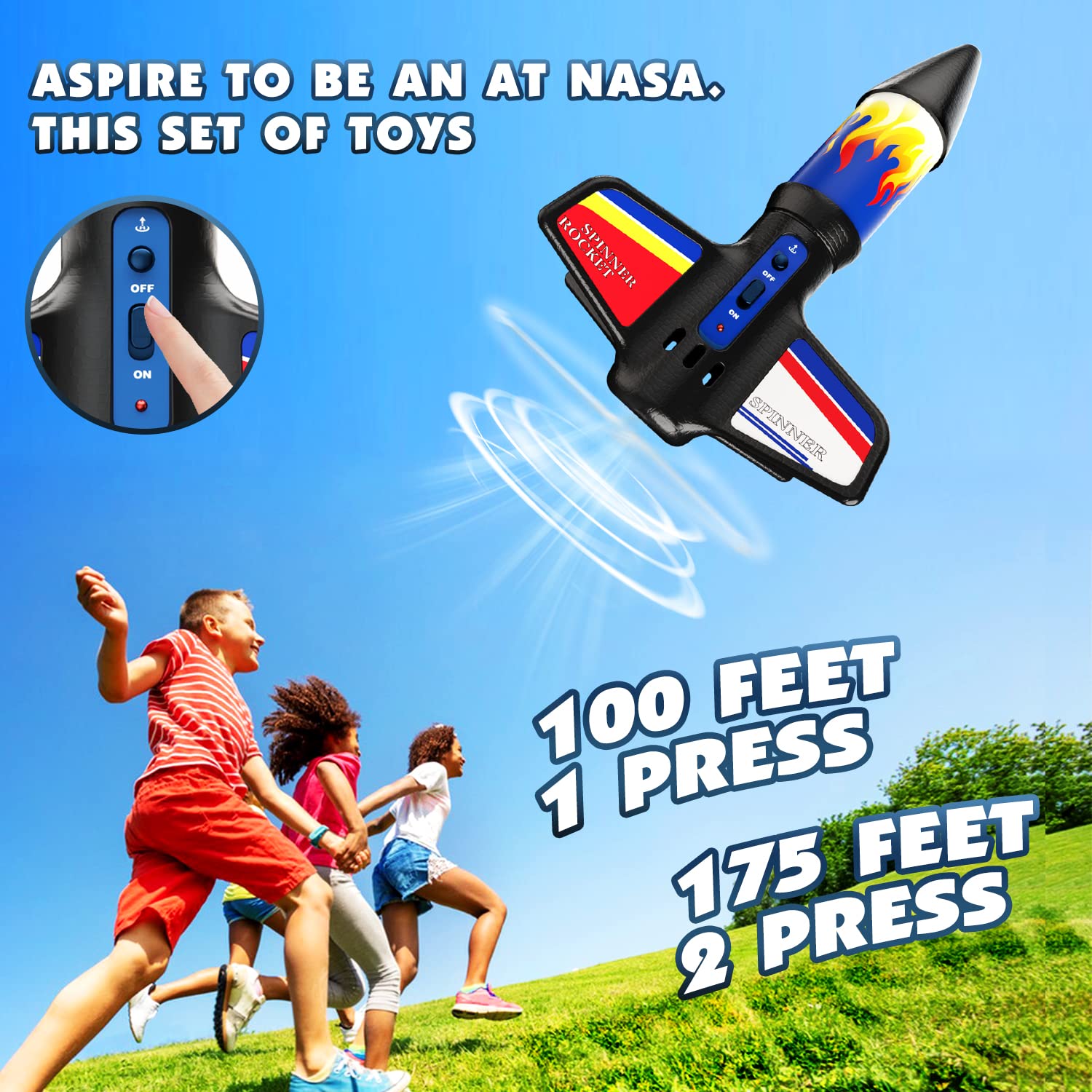 lakebyin Flying Launcher for Kids - Electric Flying Toys with Parachute Recovery - Eco-Friendly Toy with Unlimited Re-Launch - Great Birthday Gift