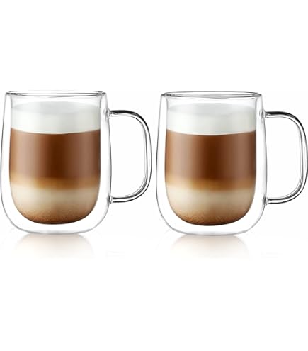 Clear Glass Mugs For Latte Art LUXU Set Of 4 Glass Coffee Mugs - 16 Oz  Clear Borosilicate Cups For Coffee, Tea, Iced Drinks & More