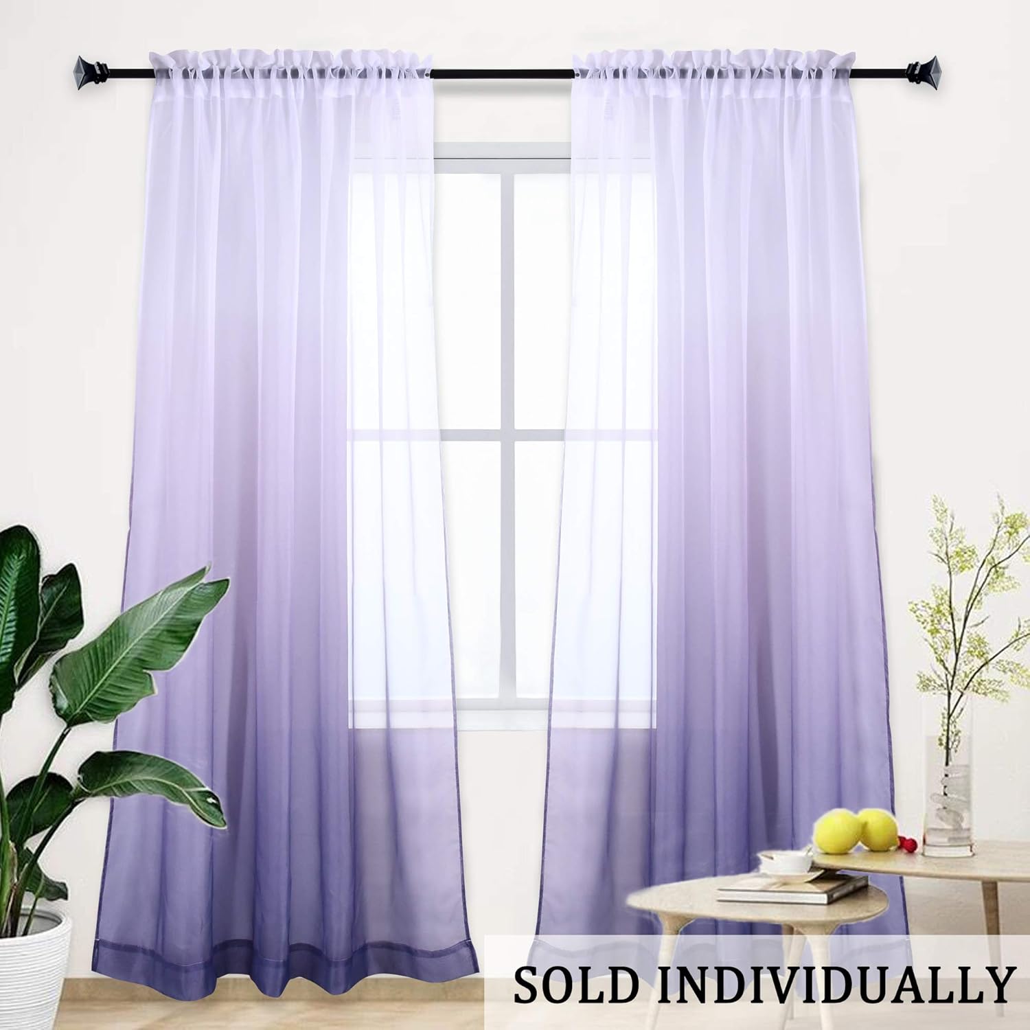 Amazon Com Huto Gradient Curtains Light Purple Ombre Semi Sheer