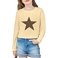 Picture of Arshiner Girls Crop Tops Long Sleeve Shirts Drop Shoulder Crewneck Casual Fashion T Shirts Tee
