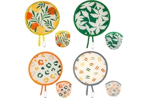 HAGSFIRE 4 Pcs Round Foldable Hand Fans, 4 Styles Handheld Fans Foldable Cooling Fans, Round Japanese Folding Fans Handheld for Indoor Outdoor Travel, Events, Festival, Party Decoration (Summer)