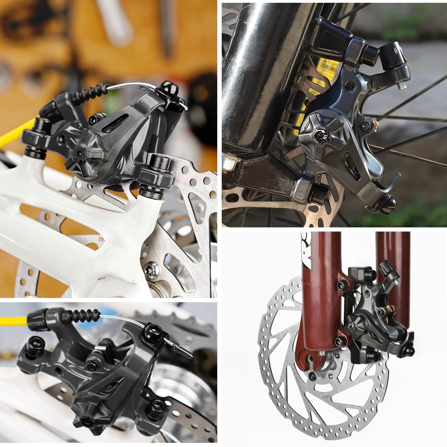 TOBWOLF 1 Pair Mechanical Disc Brake Kit, MTB Front & Rear Disc Brake Caliper with 160mm Rotor, Dual Piston Mechanical Brake Set, Bicycle Accessories for Mountain Bike, Road Bike, BMX - Black