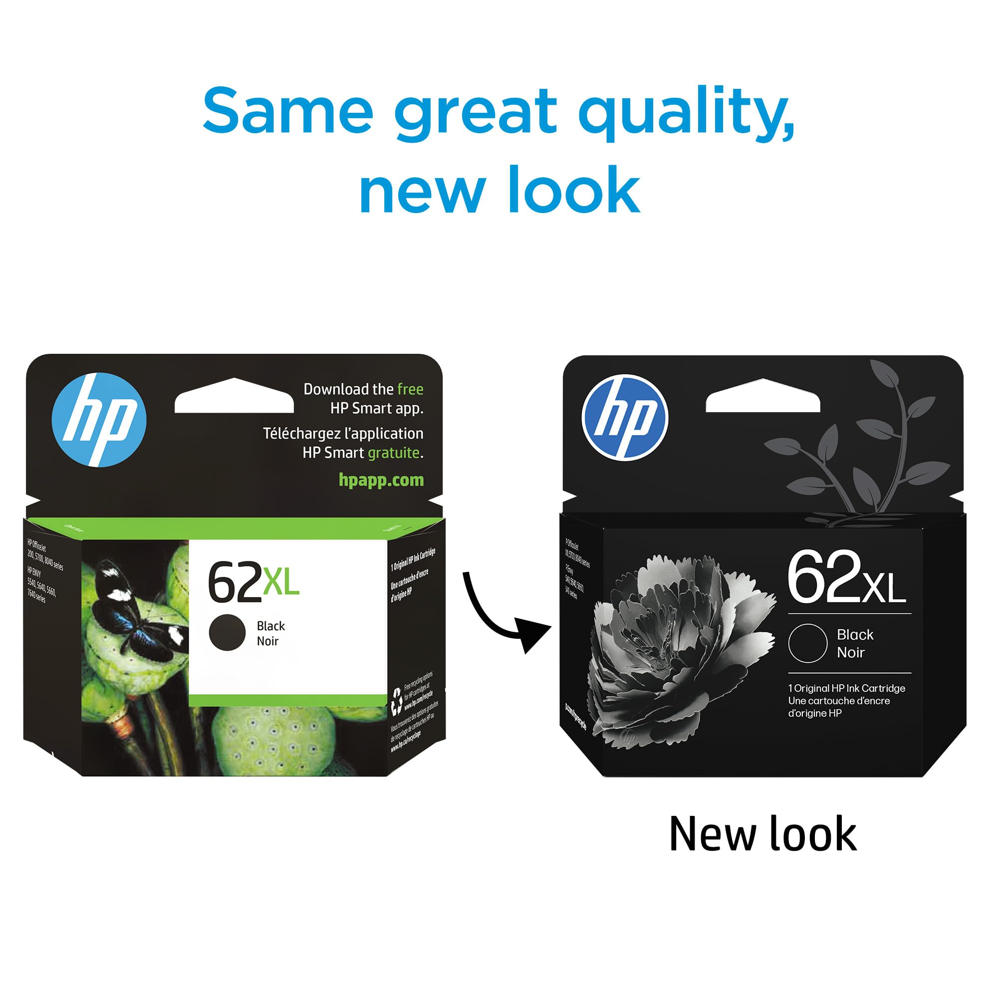 HP 62XL Black High-Yield Ink Cartridges | Works with Printer Series: Envy 5540, 5640, 5660, 7640, OfficeJet 5740, 8040, OfficeJet Mobile 200, 250 | Instant Ink Eligible | C2P05AN | Packaging May Vary