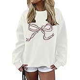 MISSACTIVER Women Bow Graphic Sweatshirts Oversized Pullover Sweatshirts Crewneck Pullover Tops 2025 Fall Fashion Clothes