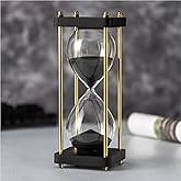 ELAINESTORE Hourglass Timer 60 Minute, Golden Wooden Sand Timer, Black | Large Size Decorative Sand Clock Modern Home Decor
