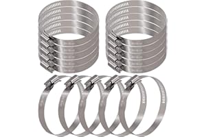 Glarks 15Pcs 78-101mm/3-4inch Range 304 Stainless Steel Adjustable Worm Gear Hose Clamps for Fuel Line Clamp for Water Pipe, 