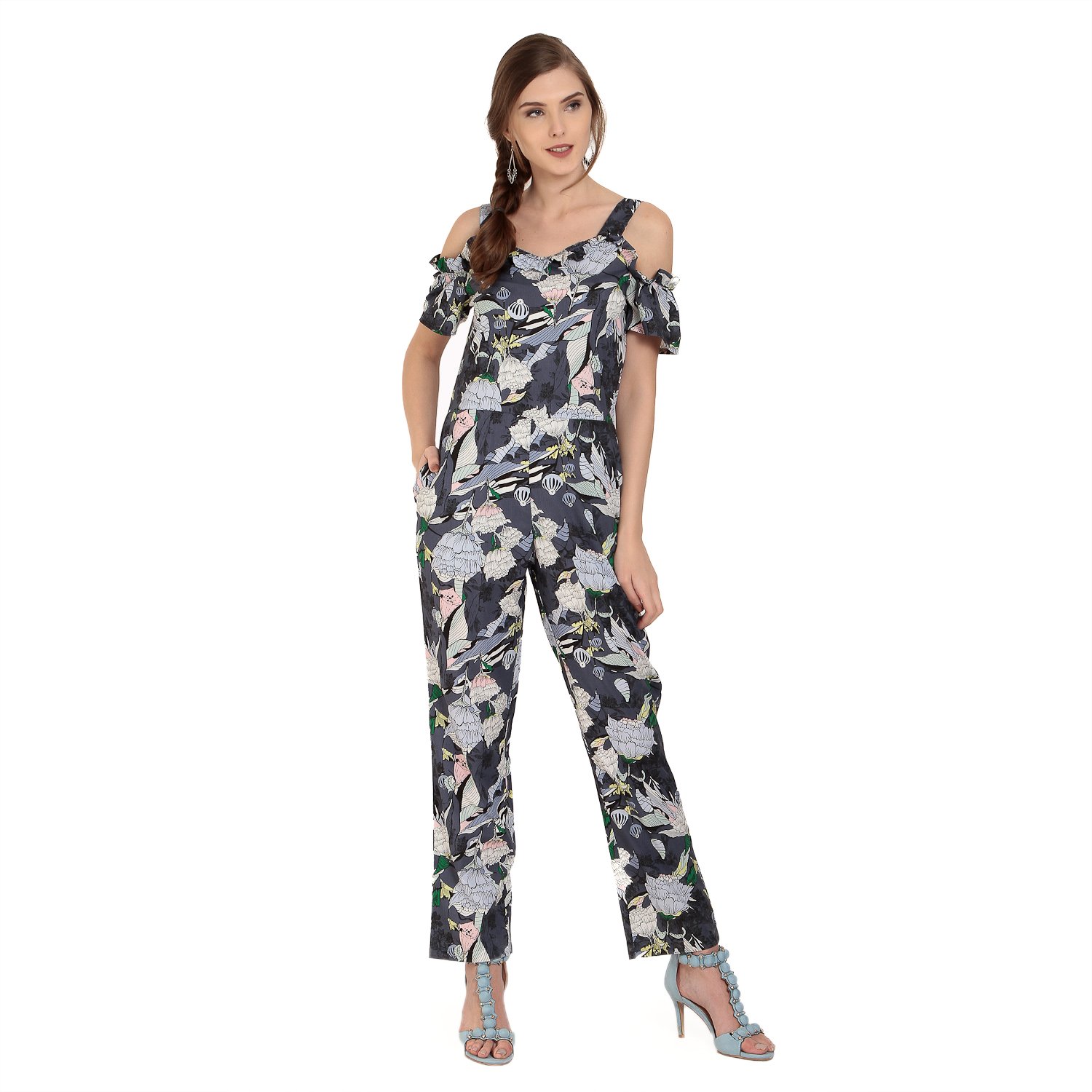 abiti bella women's rayon jumpsuit (greay)