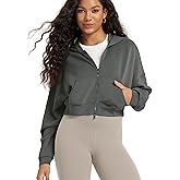 ODODOS Women's Modal Soft Full-Zip Cropped Hoodies with Pockets Long Sleeve Crop Casual Sweatshirts