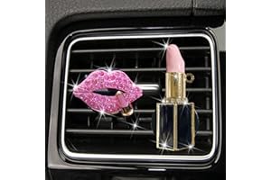 Maxtech Diamond Lips Vent clip，Sexy Lips Bling Car Charm Air Vent Clips Rhinestone Car Interior Accessories Diamond Car Decor for Girls & Women（pink）