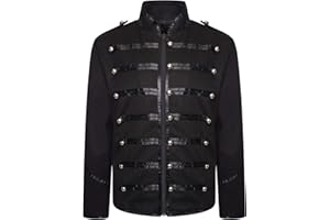 Ro Rox Marching Band Men’s Military Jacket, Drummer Parade Jacket for Music Festivals, Cosplay, Halloween, Themed Parties