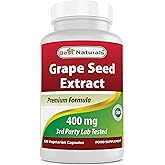 Best Naturals Grape Seed Extract 400 mg Veggie Capsule, 120 Count