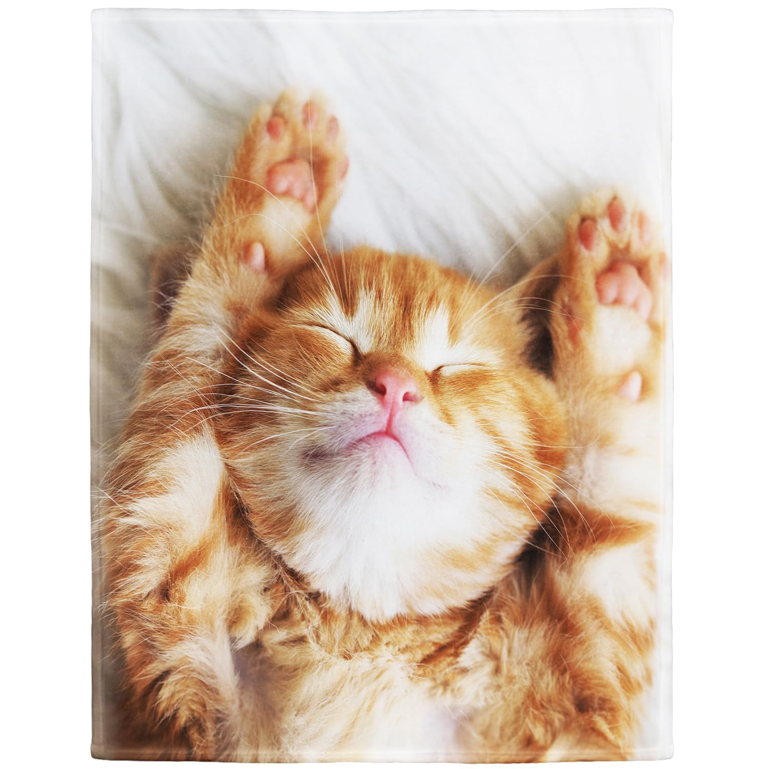 Yisumei soft fleece blanket with kitten design, Polyester, White, 150x200 cm