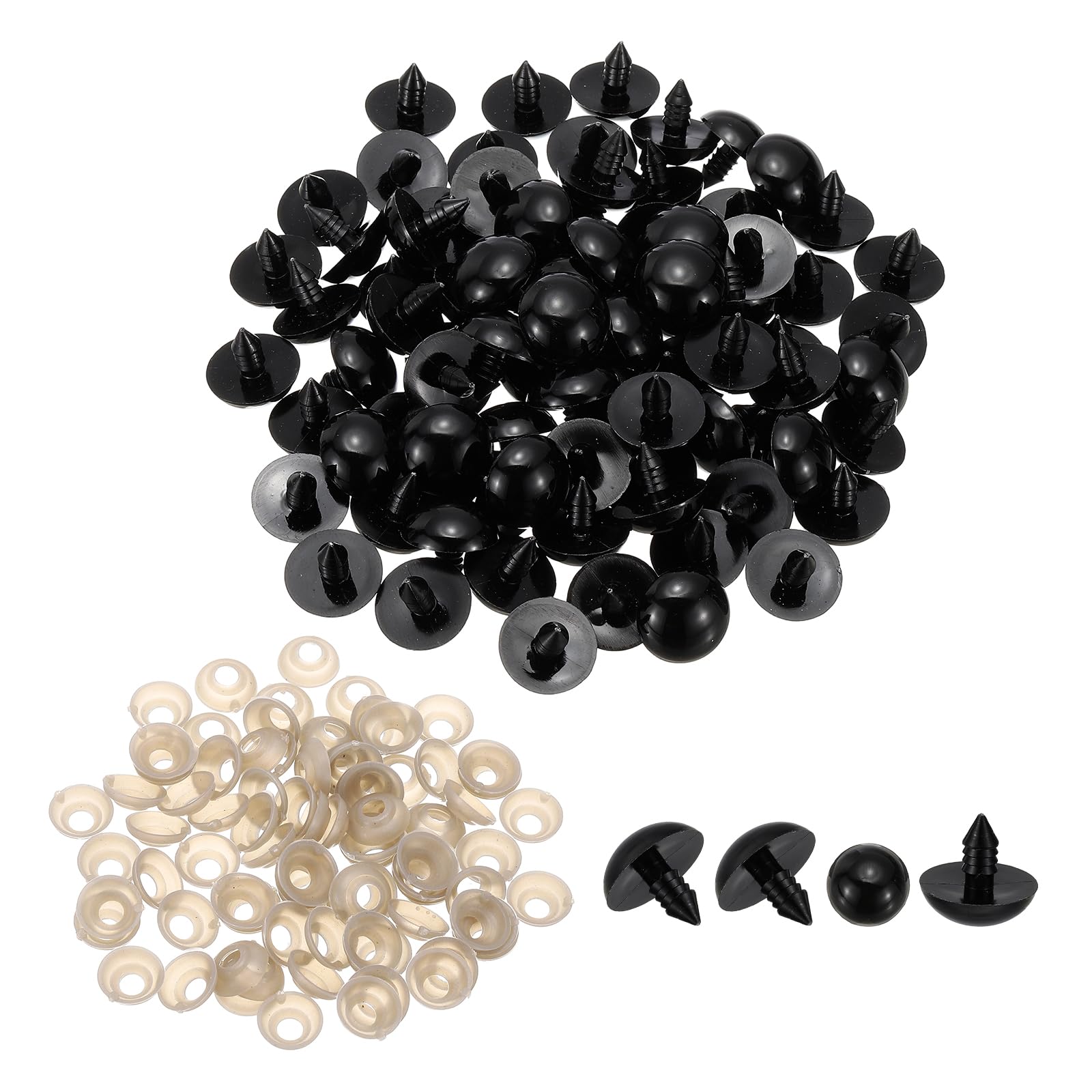 PATIKIL 20mm Safety Eyes, 130 Pcs Plastic Craft Eyes with Washers Safety Eyes for Stuffed Animals Crochet Toys Dolls DIY Craft Making, Black