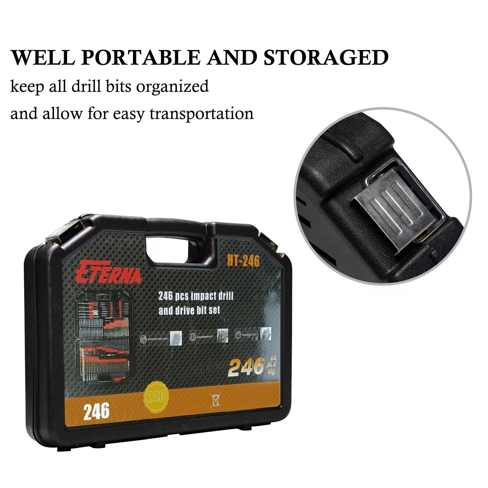 Terratek Combination Drill Bit Set, Includes HSS Titanium Twist Drills, Masonry Drill Bits, Wood Drill Bits, Screwdriver Bits And More In A Storage Case