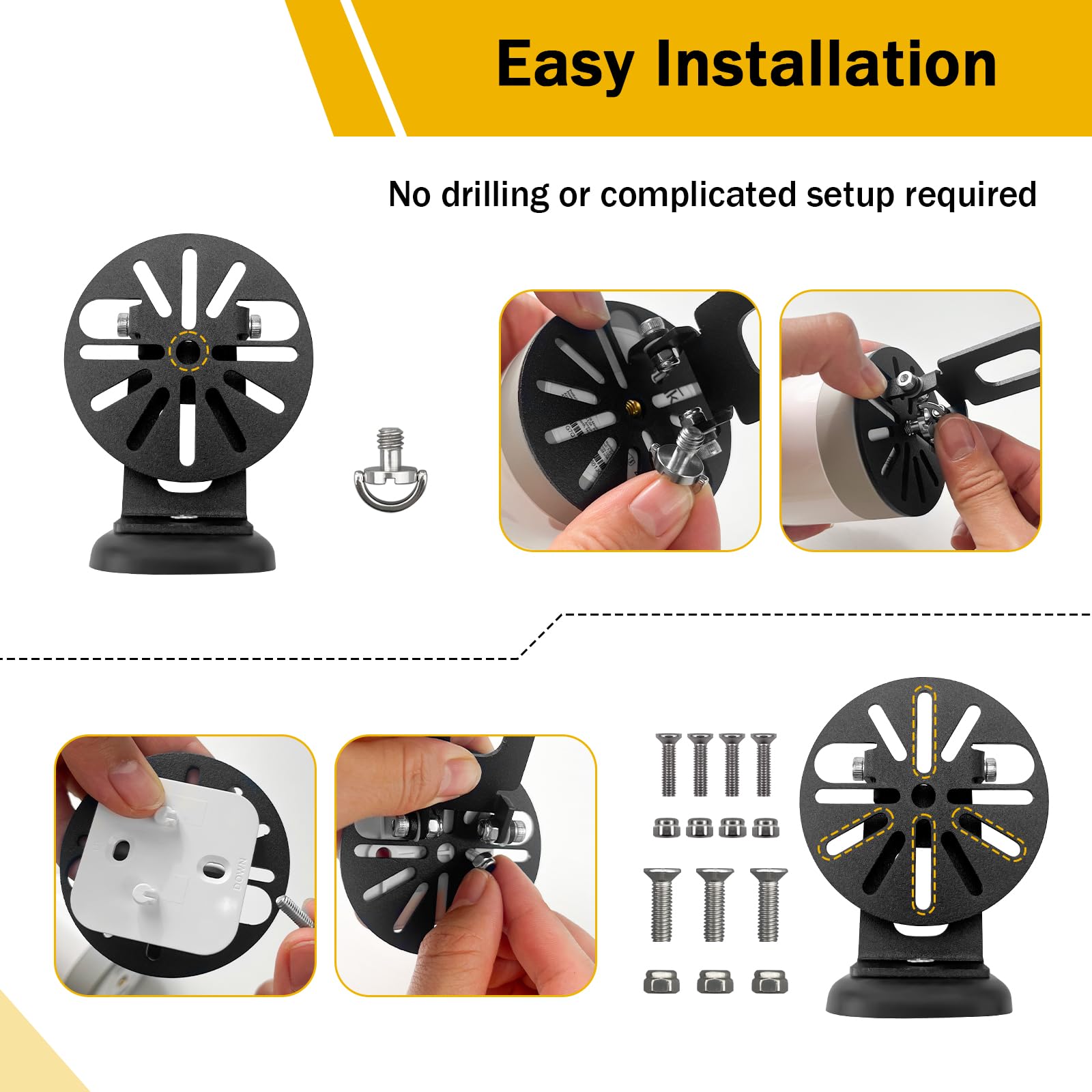 Universal Magnetic Security Camera Mount - 360° Rotation & Tilt -Damage Free Indoor Outdoor Holder fits for Enfy,Tplink,Blink,Wyze,Google Nest,Ring for Metal Surface in Curise,Garage,Carport,Workshop