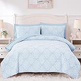 Wink Deer Full Size Comforter Sets with Sheets for Girls-7 Pieces Full Size Bedding Sets with Light Blue Comforter, Sheets, Pillowcases & Shams for Kids (Light Blue Diamond, 76" X 86")