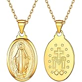 U7 Saint Benedict/Michael Medal Necklace, 316L Stainless Steel Virgin Mary Necklace for Men Women, Bible Verse Protection Necklace Catholic Jewelry,22"-24" Adjustable