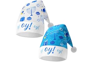 CiyvoLyeen Happy Hanukkah Hats for Adult Chanukah Party Decorations Funny Santa Hats Festive Holiday Party Supplies