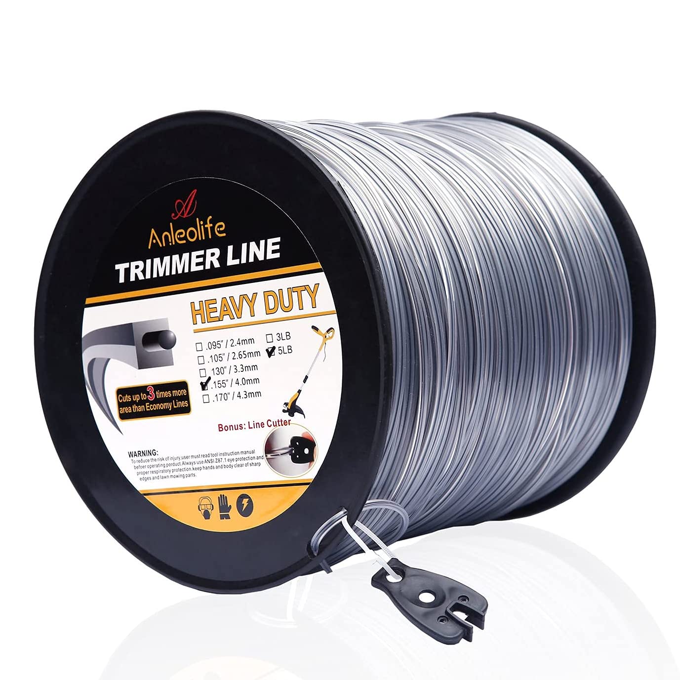 Photo 1 of A ANLEOLIFE 5-Pound Heavy Duty Square .155-Inch-by-442-ft String Trimmer Line in Spool, with Bonus Line Cutter