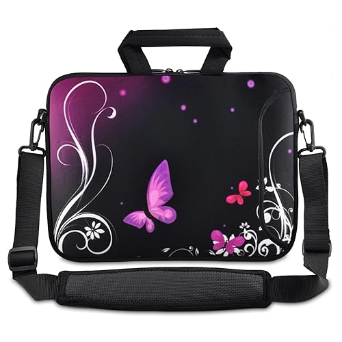 15 15.6 inch Purple Butterfly Design Laptop Sleeve Bag Carrying Case