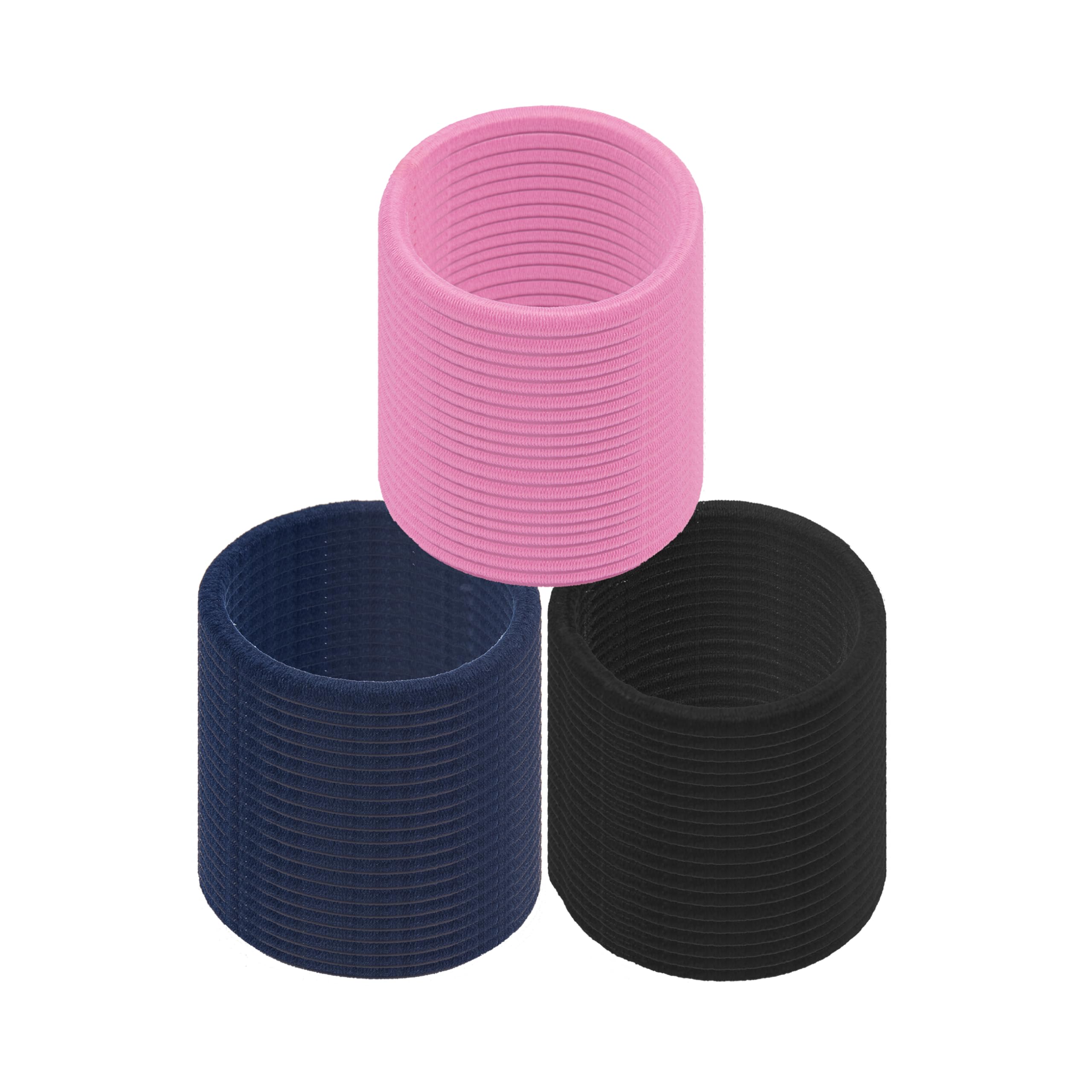 60 Pcs Strong Elastic Hair Ties for Women - Seamless Ponytail Holders, 4MM Snag-Free Hair Bands, Hair Bobbles for Thick Hair (Black-Navy Blue-Pink)