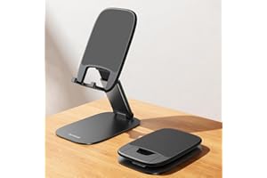 Lamicall Ultra-Thin Portable Phone Stand- [Height Adjustable] Foldable Desktop Phone Holder, Mobile Stand for Desk, Office De