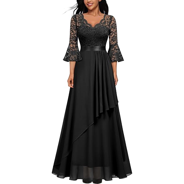 Wellwits Women's Gothic Bell Sleeve Halloween Dress - Vintage Mesh High Neck Party Dress