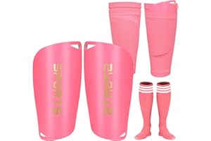 DENYLO PRO Kids Shin Guards with Girls Soccer Socks Protective Soccer Shin Guards Soccer Gear for 3-15 Years Old Children Boys Girls Shin Guards EVA Cushion Protection for Soccer Football Game