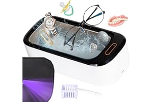 ELLINGTON GIFTS UV-C Ultrasonic Cleaner, 46KHz Portable Jewelry Cleaner, 18Oz, Clean Pod Glasses Cleaner Sterilizer Machine Cleaning Sets, Sonic Cleaner for Jewelry Necklace Glasses Watch Denture Aligner Bracelets