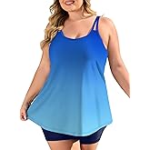 COOTRY Womens 2026 Plus Size Tankini Swimsuits Two Piece Bathing Suits Flowy Swimwear Swim Tank Top with Boyshorts