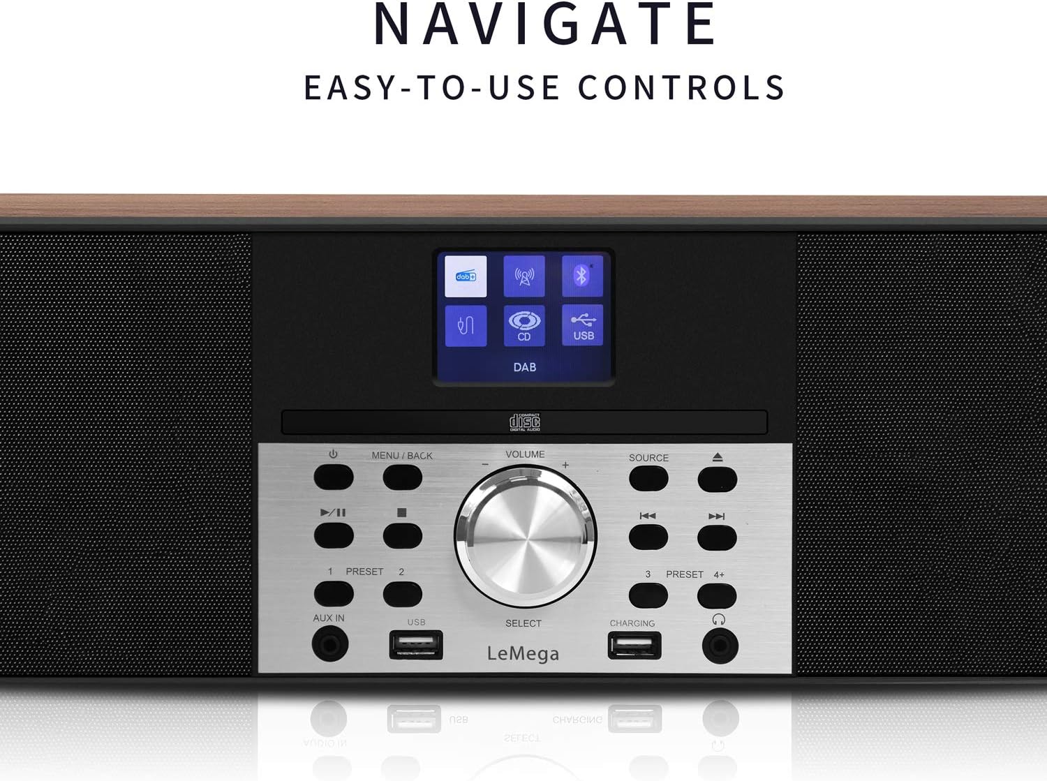 LEMEGA MSY1P CD Player with DAB/DAB+ & FM Radio, Bluetooth Streaming, 80W Stereo HiFi System, Full Colour Display, 60 Presets - Image 4