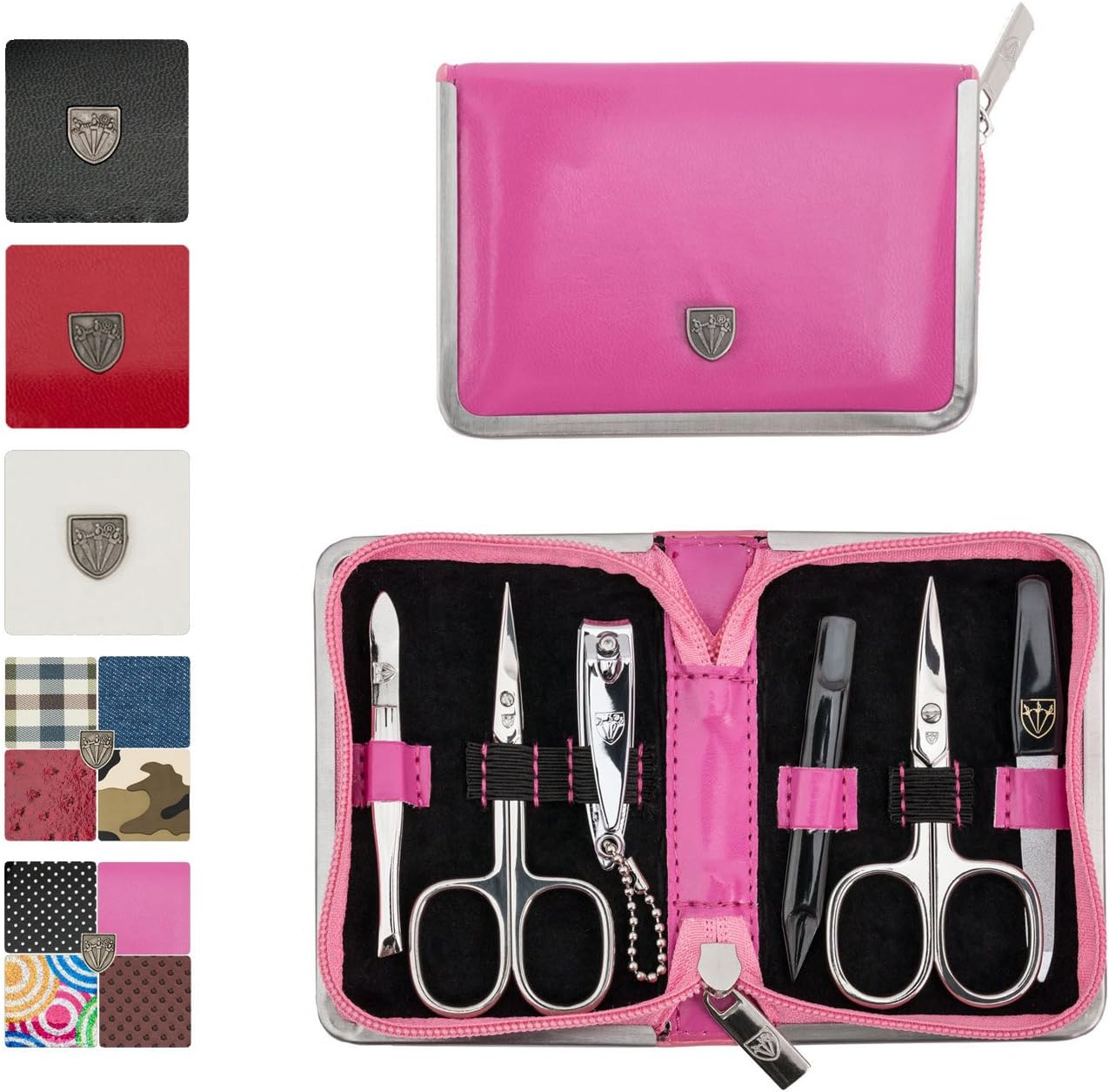 3 Swords Germany - brand quality 6 piece manicure pedicure kit nail care scissors clipper fashion leather case - Made by 3 Swords