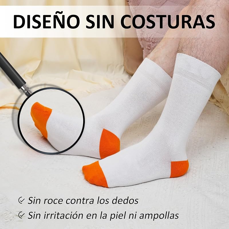 Calcetines de Bambú Transpirables Hombre: Calcetines Antibacterianos Suaves Mujere Sin Elásticos sin Costuras para Negocios Oficina Personas Mayores Negro Blanco 4 Pares 35-38 — foto 5 de 7