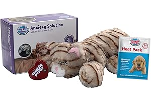 Snuggle Kitty Heartbeat Stuffed Toy - Pet Anxiety Relief and Calming Aid - Tan Tiger